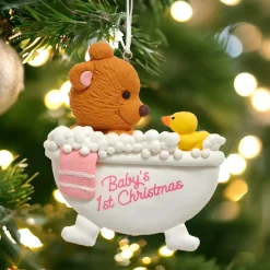 Pink Bear Tub First Christmas Ornament|Kurt Adler