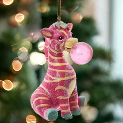 Pink Zebra Bubblegum Ornament|Kurt Adler Clearance