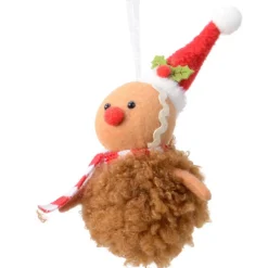 Plush Gingerbread With Red Santa Hat Ornament - The Christmas Loft| Clearance