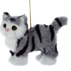 Plush Grey Stripe Cat Ornament - The Christmas Loft|Kurt Adler Outlet
