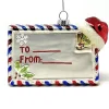 Present Tag Ornament with Santa Hat and Holly| Clearance
