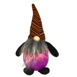 Purple and Orange Halloween Themed Light Up Flashing Gnome Figurine| Outlet