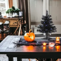 18"  Pre-Lit Black Christmas Tree|Old World Glass Sale