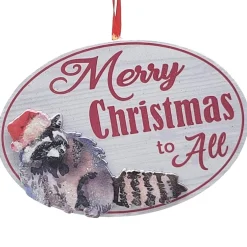 "Merry Christmas To All" Woodland Animal Sign Ornament|Kurt Adler New