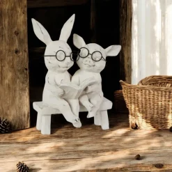 Reading Bunny & Pig on Bench| Clearance