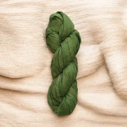 Recycled Torn Green Silk Ribbon| Online