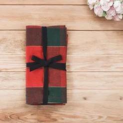 Red And Green Plaid Cloth Napkins Set of 4| Online
