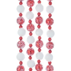 Red and White Frosted Beaded Garland|Kurt Adler New