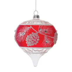 Red and White Pinecone Onion Ornament| Clearance
