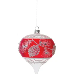 Red and White Pinecone Onion Ornament| Clearance