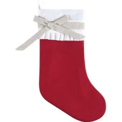 Red Linen Holiday Stocking | The Christmas Loft| Discount