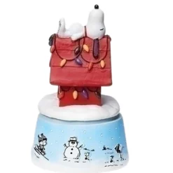 Roman - 5" Musical Snoopy On A House On Top A Winter Scene| New