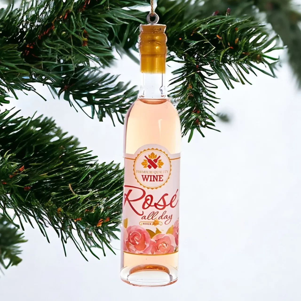 Rose All Day Wine Bottle Ornament|Kurt Adler Sale