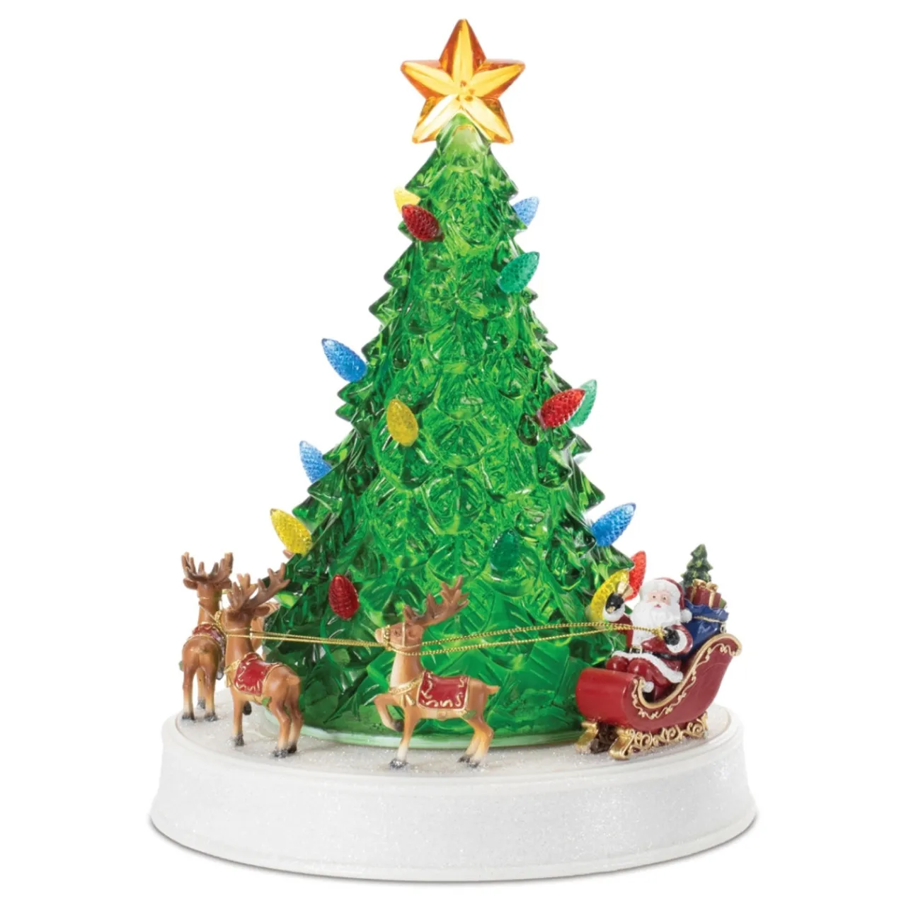 Rotating Musical LED Christmas Tree With Santa and Sleigh Figurine| Sale