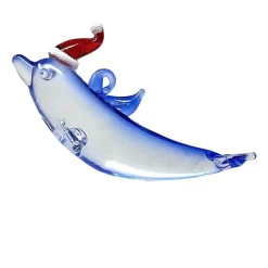 Santa Hat Dolphin with Tail Down Ornament| Discount