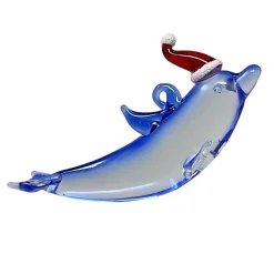 Santa Hat Dolphin with Tail Down Ornament| Discount