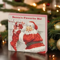 Santas Favorite Block Sign with Vintage Santa| Discount