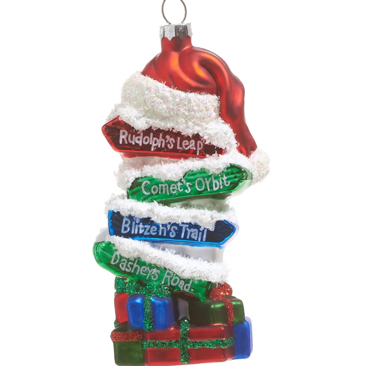 Santa's Reindeer Name Ski Slope Sign Ornament|