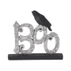 Silver Resin Boo With Black Crow Sign| Hot
