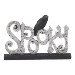 Silver Resin Spooky With Black Crow Sign| Best