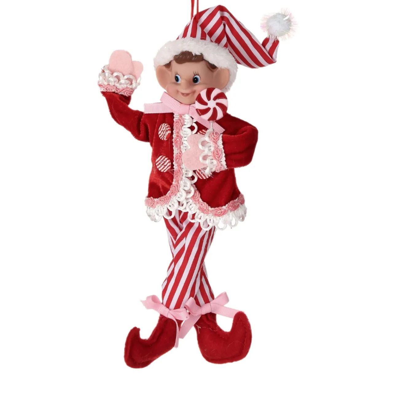 Small Fabric Red Sweets Pixie Elf Ornament| Sale