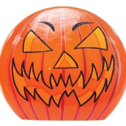 Small Striped Jack O'Lantern Lit Glass Orb - The Christmas Loft|Stony Creek Sale
