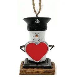 Smores Military Snowman Ornament with Heart| Outlet