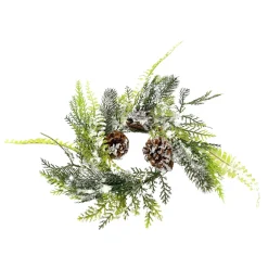 Snow Kissed Flocked Pine And Pinecone Candle Ring| Hot