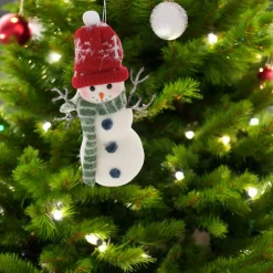 Snowman Wearing Red Hat Ornament|
