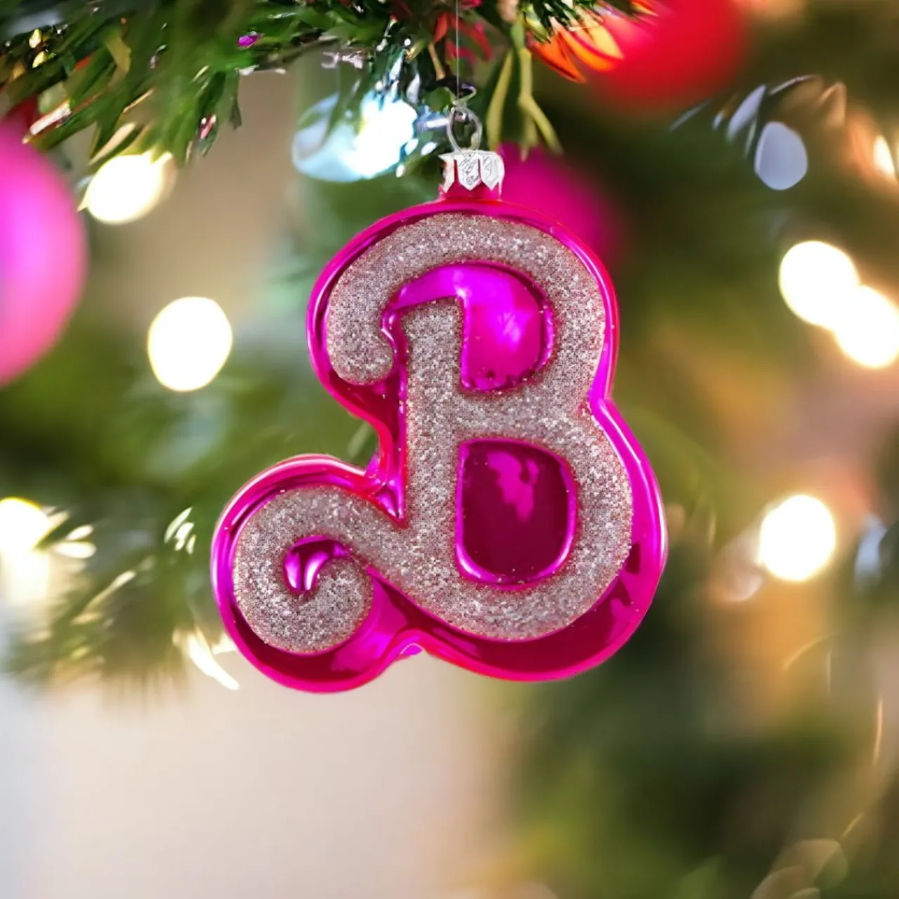 Sparkling Pink B Ornament|Cody Foster & Co.