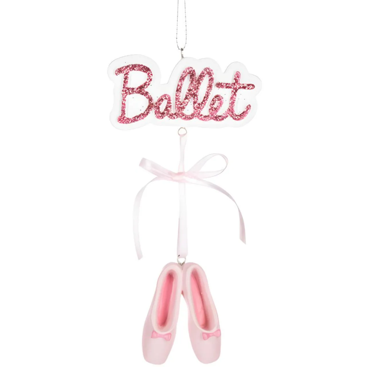 Sparkling Pink Ballet Dance Shoe Christmas Ornament| New