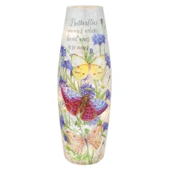 – Large Butterflies Appear With Blue Flowers Illuminated Lighted Vase|Stony Creek New