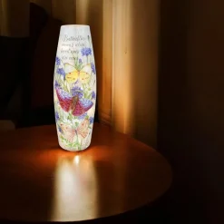 – Large Butterflies Appear With Blue Flowers Illuminated Lighted Vase|Stony Creek New