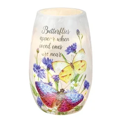 – Small Butterflies Appear With Blue Flowers Illuminated Lighted Vas|Stony Creek Outlet
