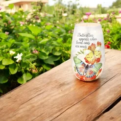 – Small Butterflies Appear Orange Flowers Illuminated Lighted Vase|Stony Creek Sale