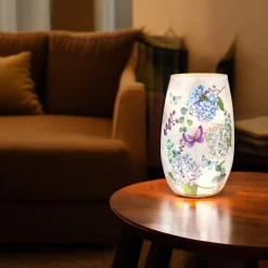 – Small Pastel Hydrangeas And Purple Butterfly Illuminated Lighted Vase|Stony Creek