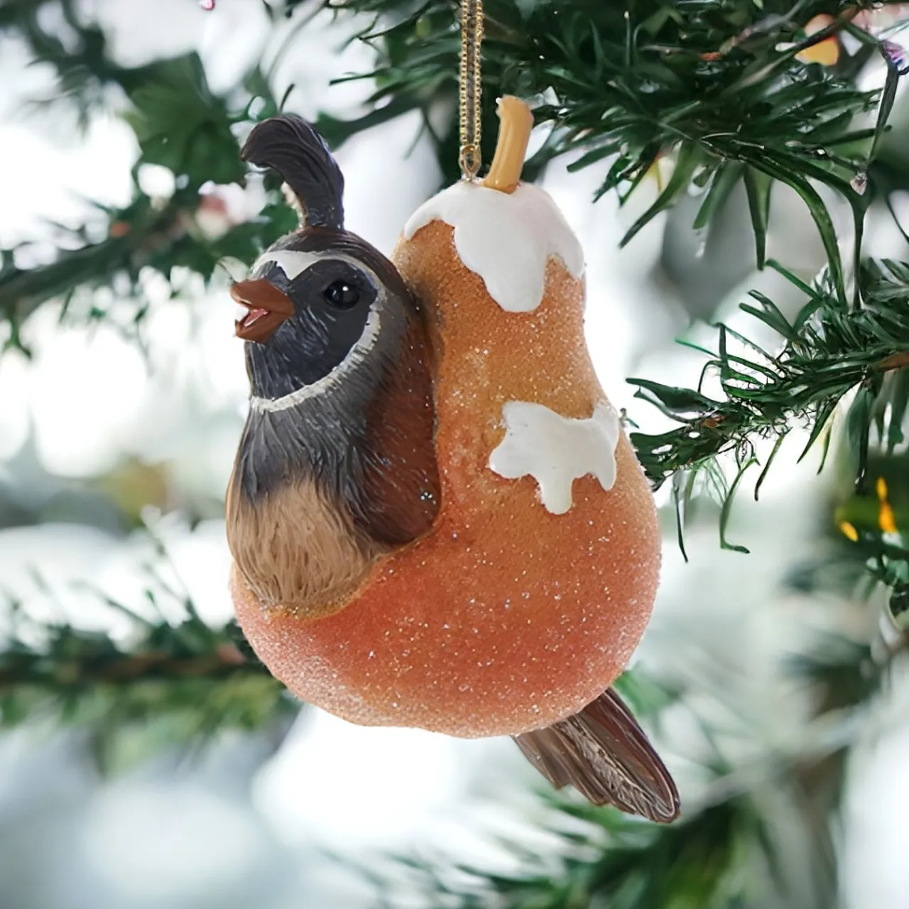 Sugar Frosted Partridge Pear Ornament 4" - E0911|Kurt Adler Online