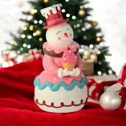 Sweets Candy Snowman Figurine Holding Cupcake| Online