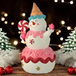 Sweets Candy Snowman Figurine Holding Peppermint| Clearance