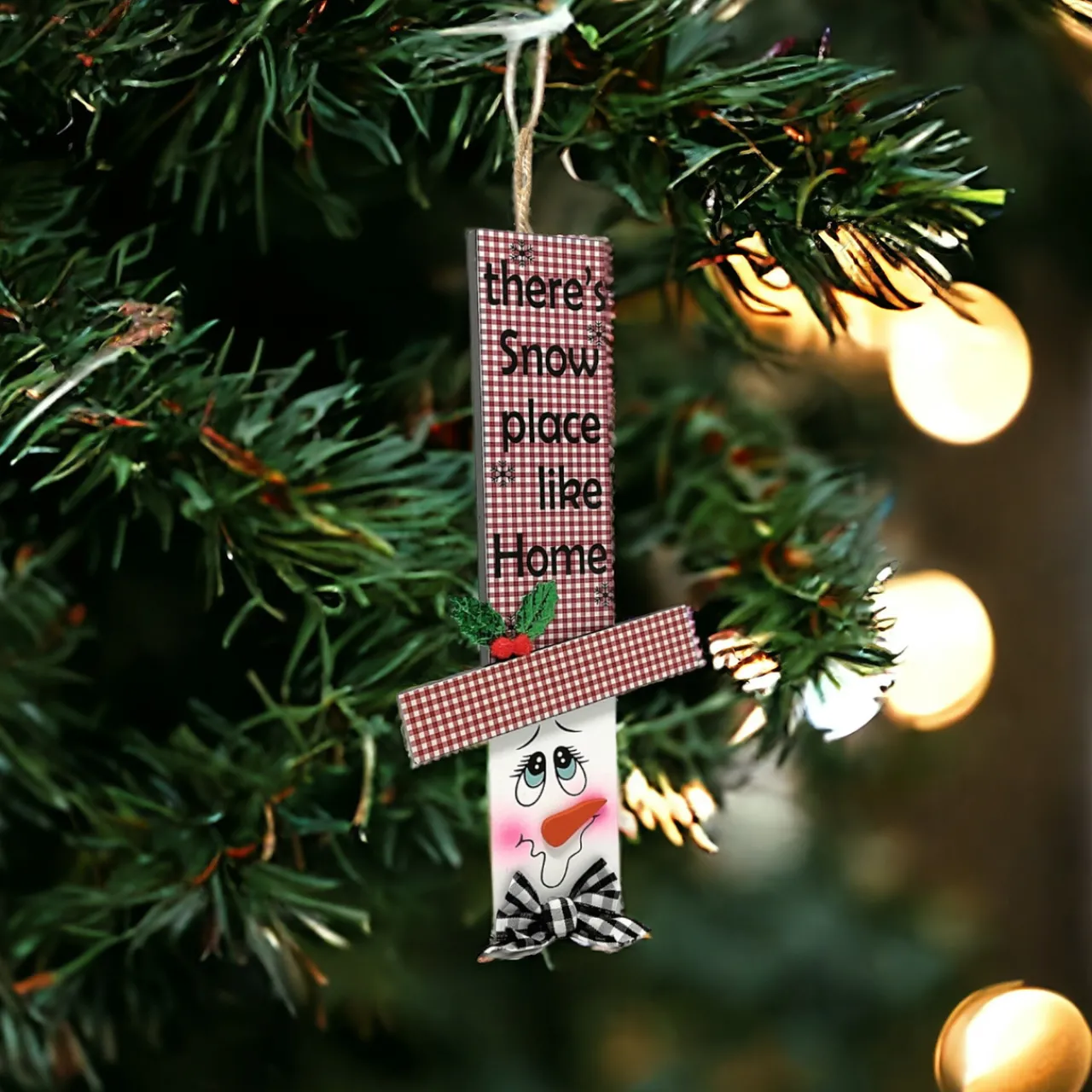 Theres Snow Place Like Home Snowman Head Ornament|