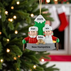Tree Cutting Couple With Dog Personalized Ornament| Online