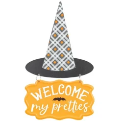 Welcome My Pretties Witch Hat Sign - The Christmas Loft| Hot
