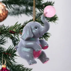 Whimsical Elephant Blowing Bubblegum Ornament|Kurt Adler Best