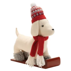White Dog on Sled Figurine| Hot