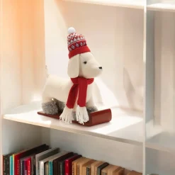 White Dog on Sled Figurine| Hot