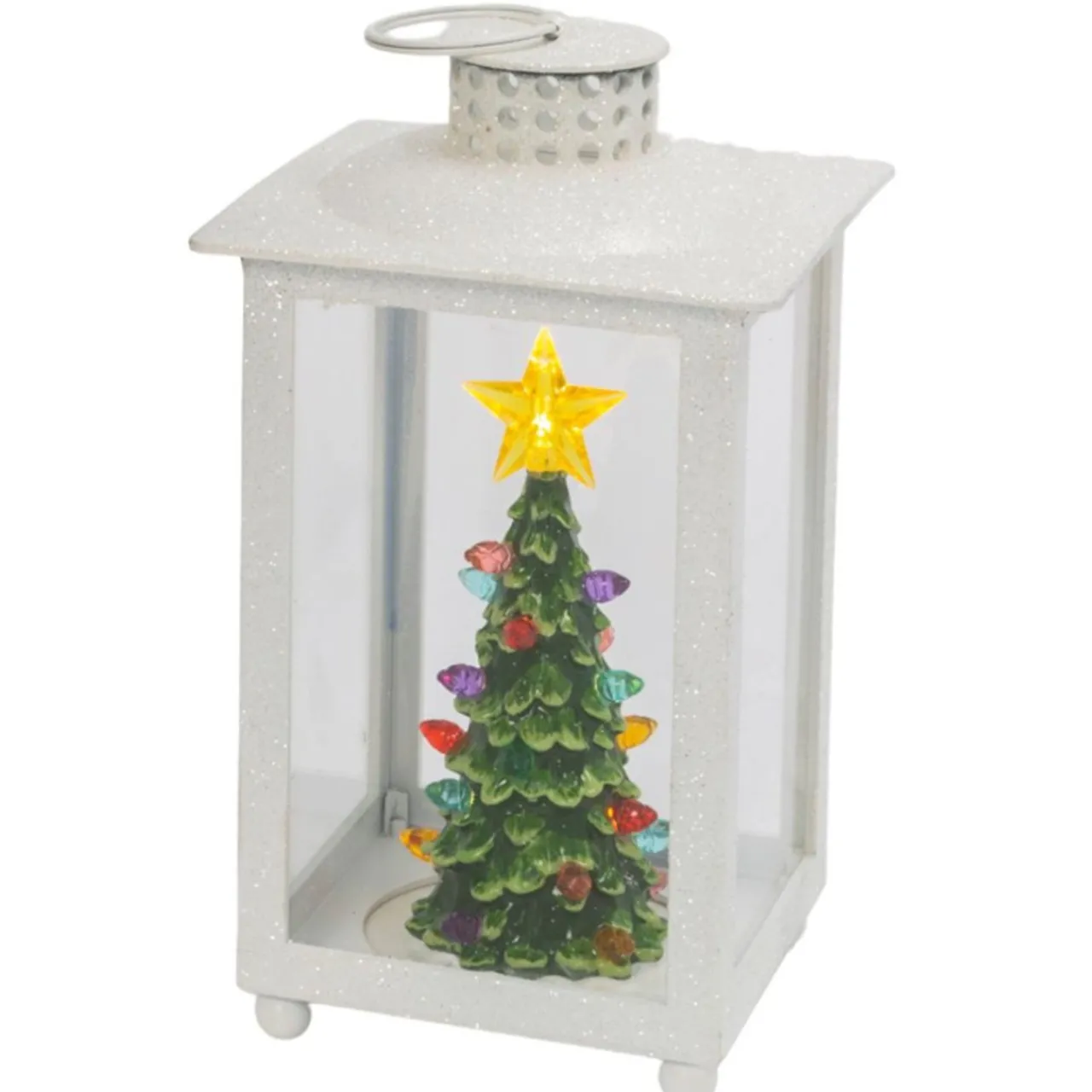 White Holiday Lit Lantern - The Christmas Loft| Outlet