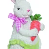 White Terracotta Bunny Rabbit Figurine Holding A Carrot| Clearance