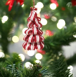 Wide Peppermint Ribbon Candy Striped Tree Ornament| Best