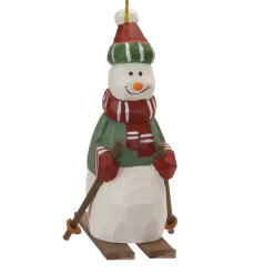 Wood Snowman On Skis Hanging Ornament| Hot