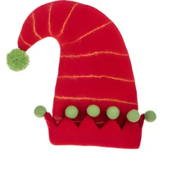 Wool Elf Hat - Red with Pom Pom Trim| Best